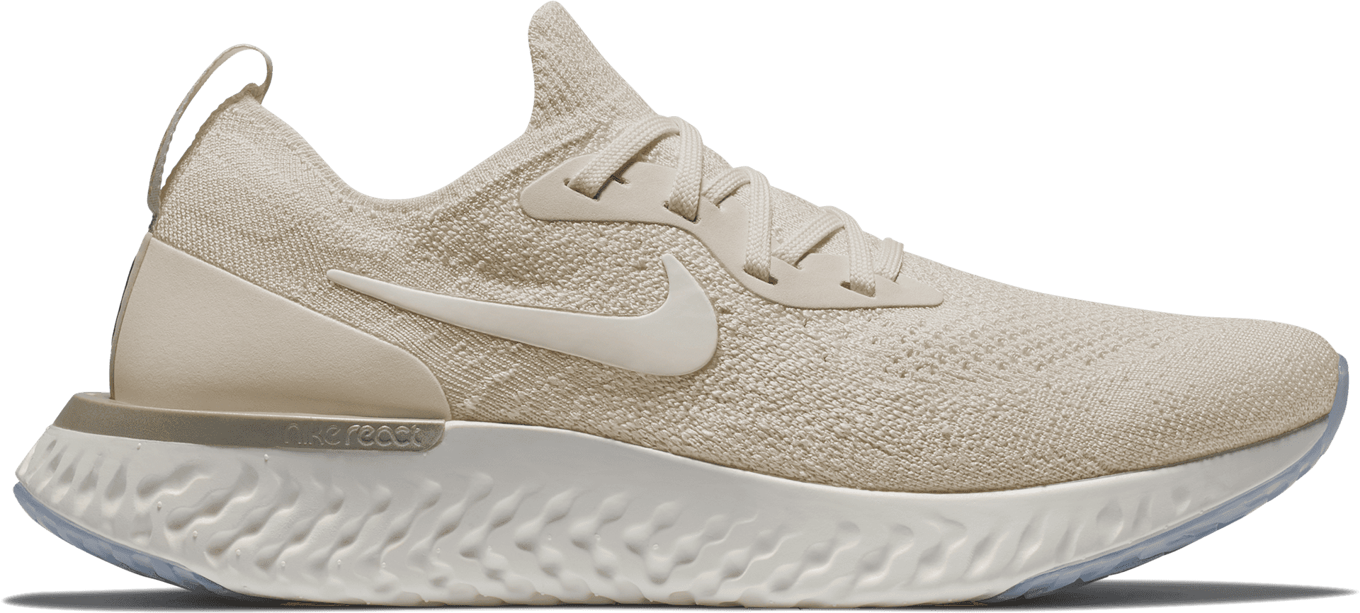 Nike React Beige Sneaker Side View PNG