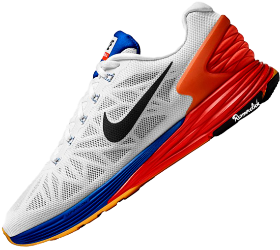 Nike Running Shoe White Blue Red PNG