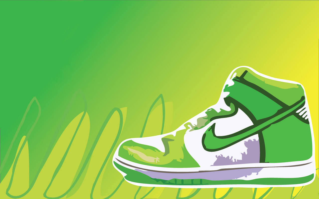 Nike Shoes Green Illustration Wallpaper