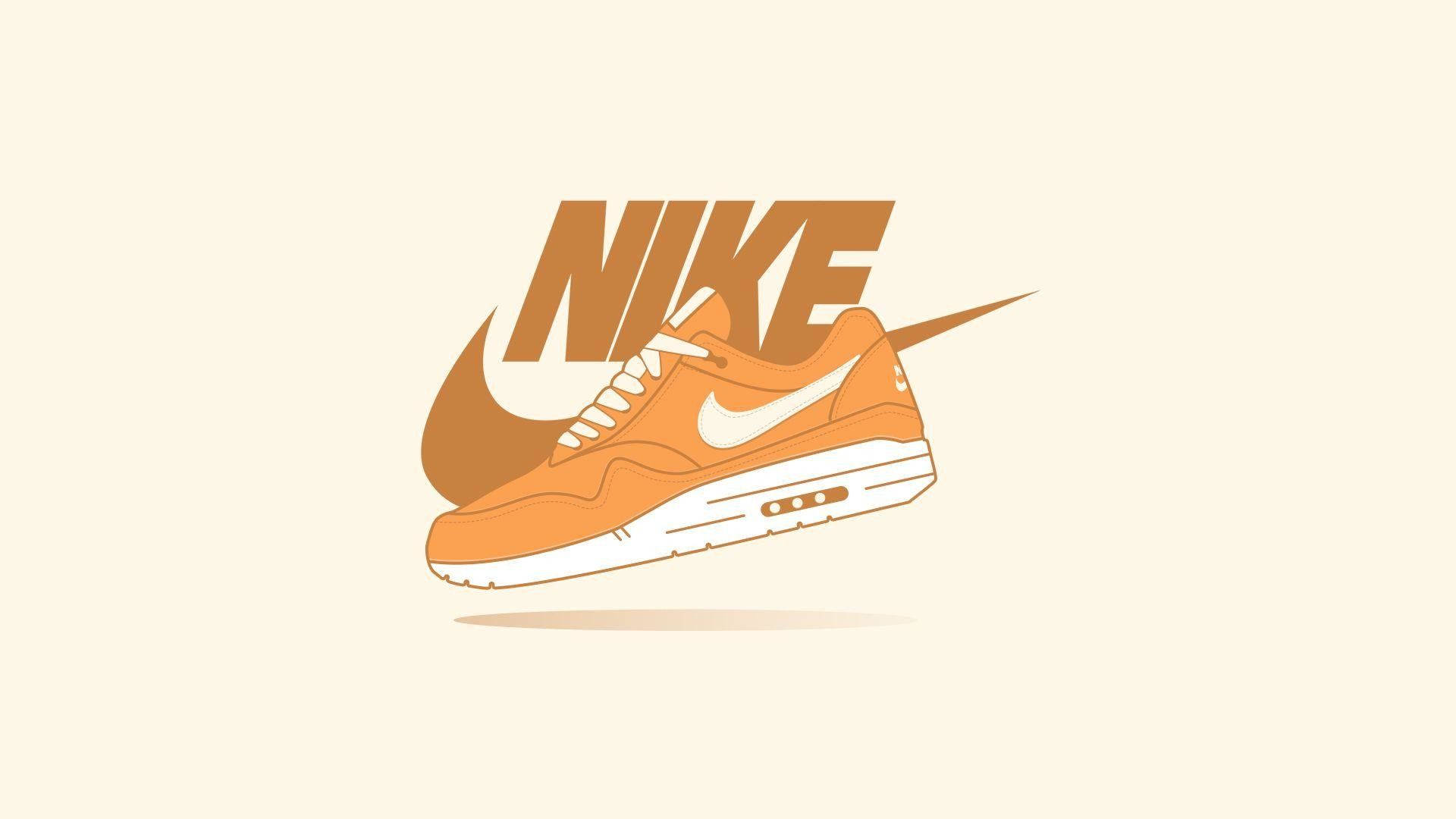 Ilustraciónde Zapatos Nike En Color Naranja. Fondo de pantalla