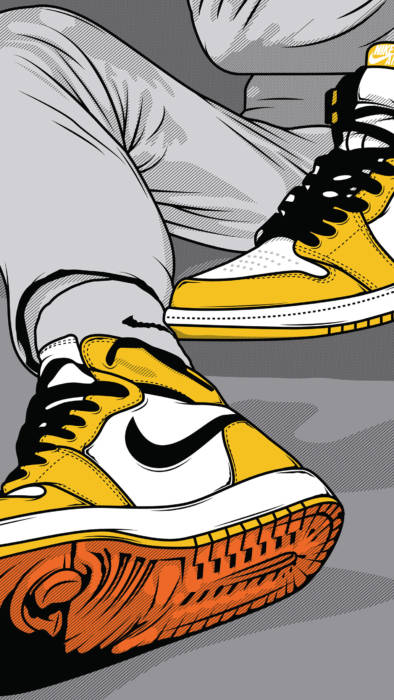 Nikeschuhe Gelbe Jordans Illustration Wallpaper