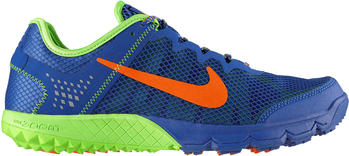 Nike Zoom Running Shoe Blue Green PNG