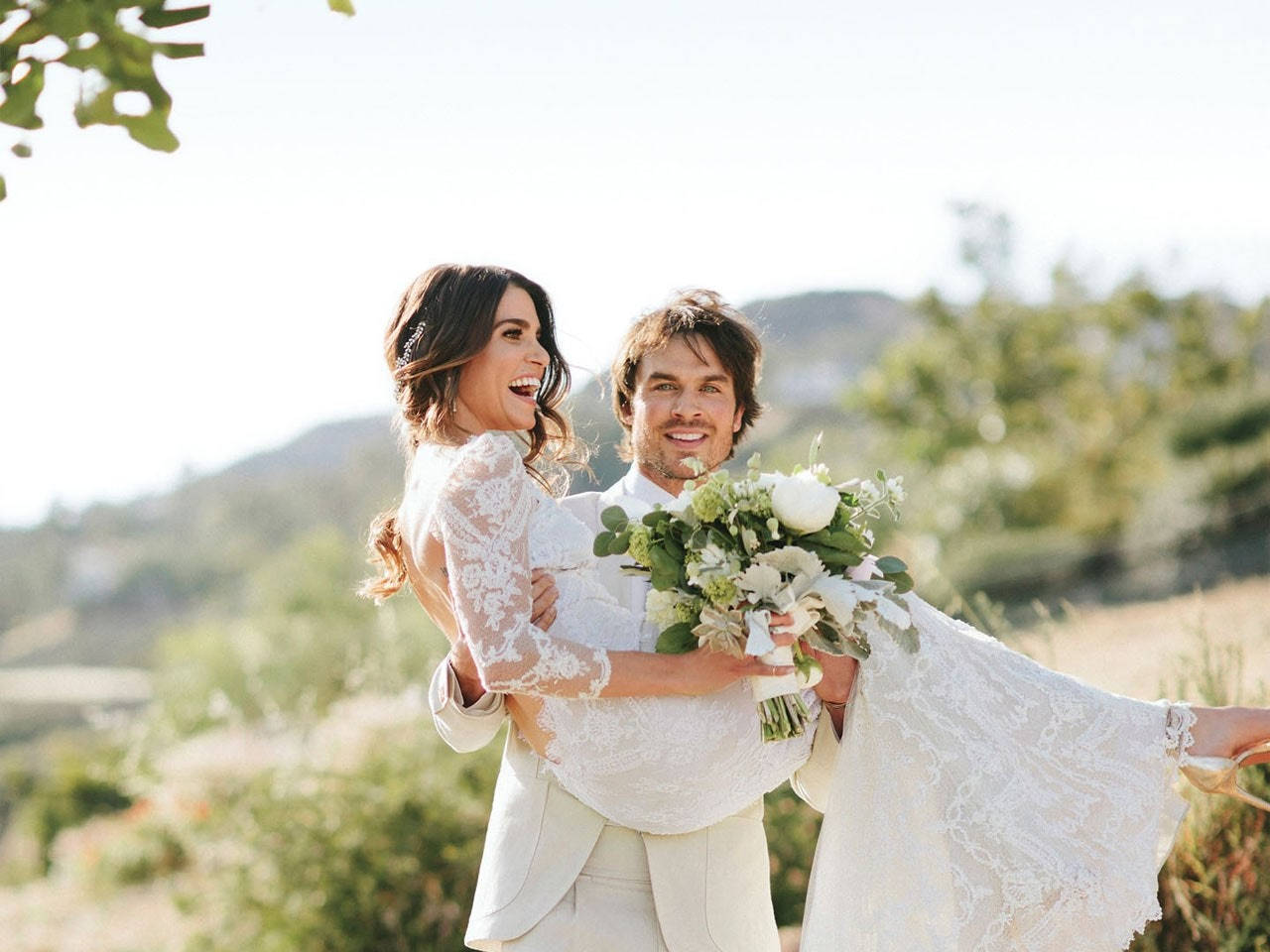 Nikki Reed og Ian Somerhalder Bryllupsbaggrundsbillede Wallpaper