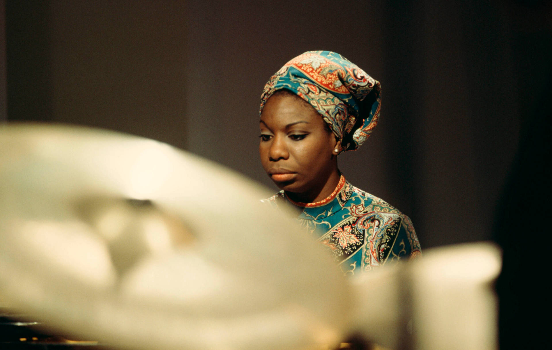 Nina Simone Candid Shot Drums Wallpaper
