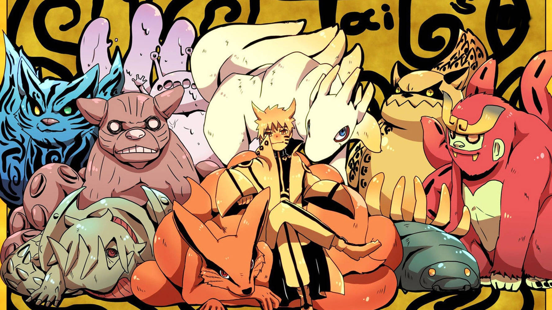 Nine Tailed Beasts In Naruto Laptop Background