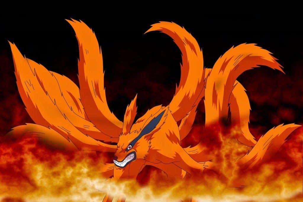 Nine Tailed Fox majestically stands in the magical forest