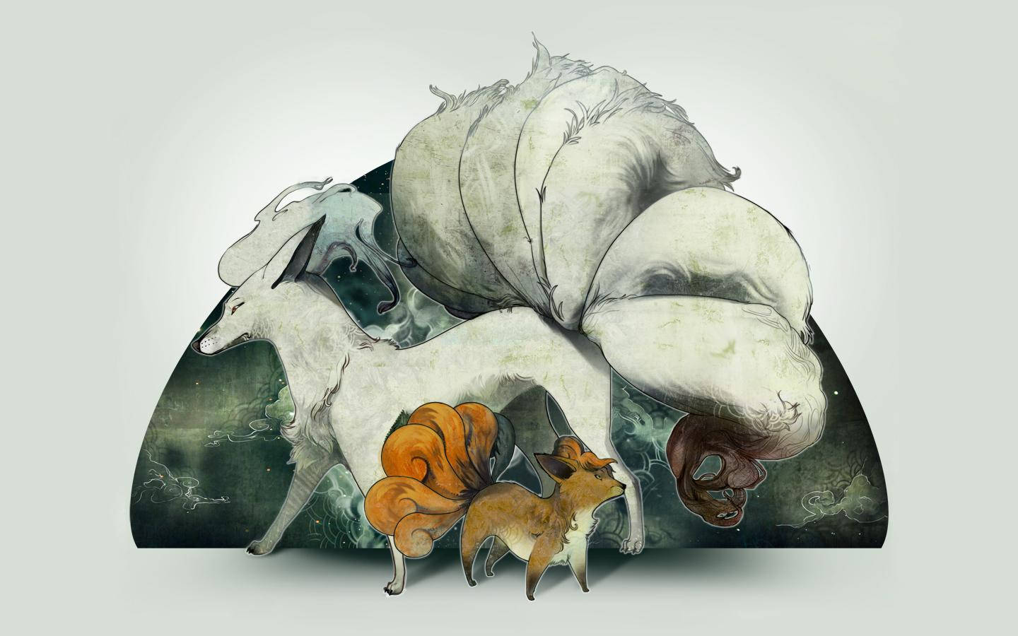 Ninetails And Vulpix Cool Drawing Picture