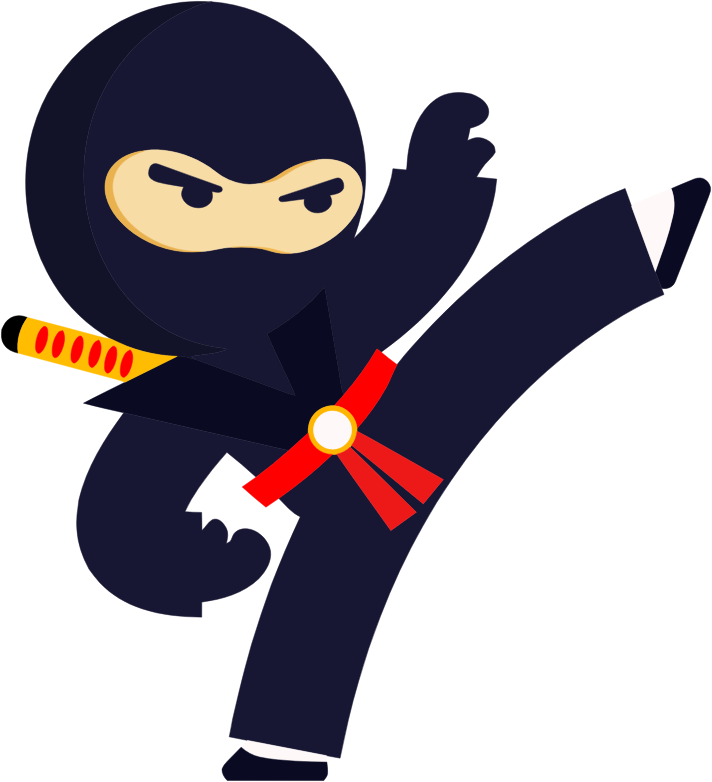 Ninja Cartoon Character Kicking PNG