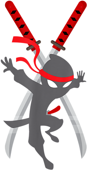 Ninja Cartoon Character With Swords PNG