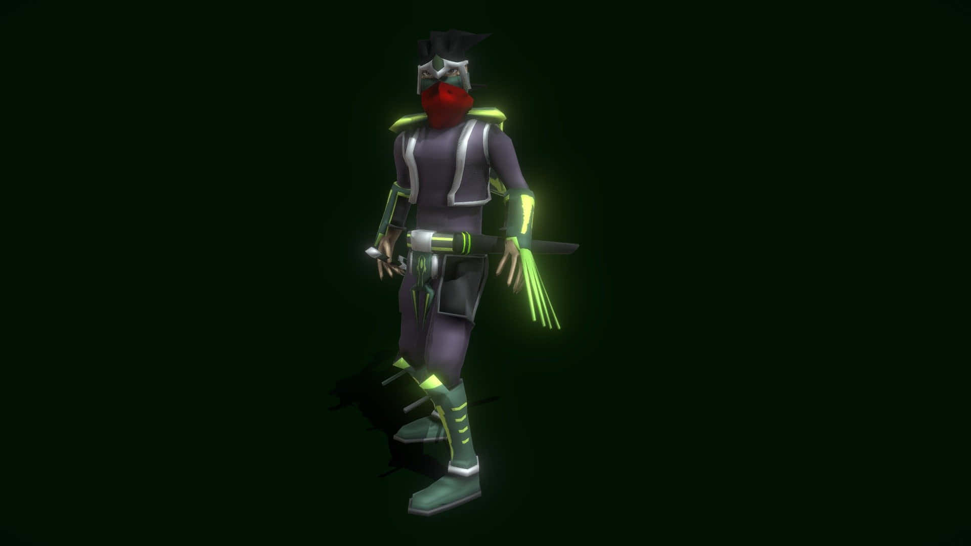 Ninja Personage Groen Zwart Outfit Achtergrond