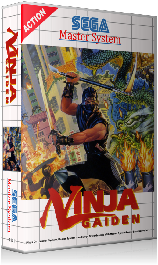 Ninja Gaiden Sega Master System Box Art PNG