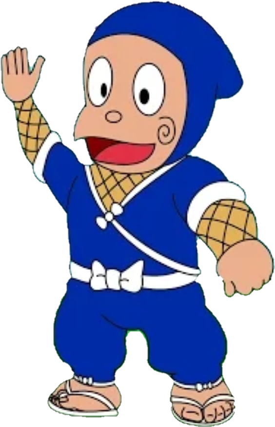 Ninja Hattori Character Waving PNG