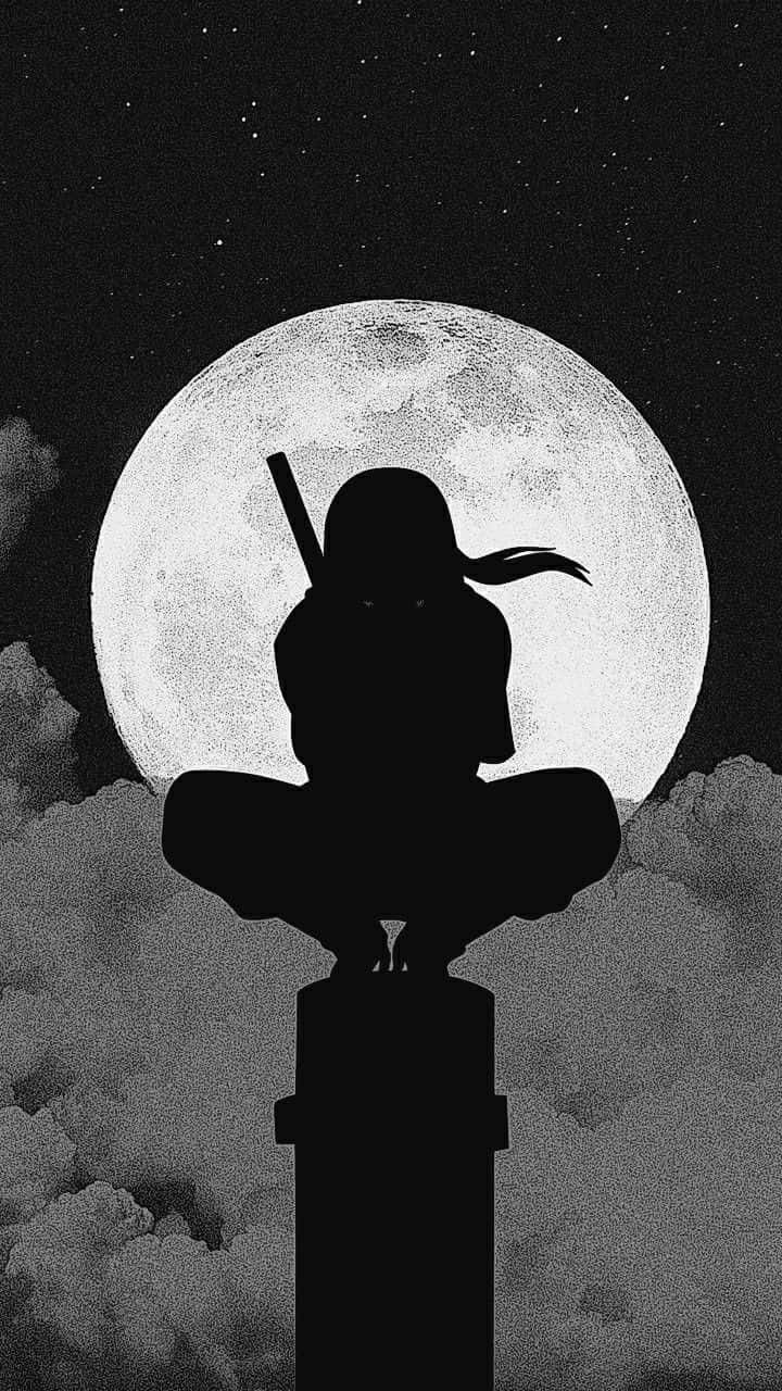 Ninja Silhouette Against Moon Wallpaper