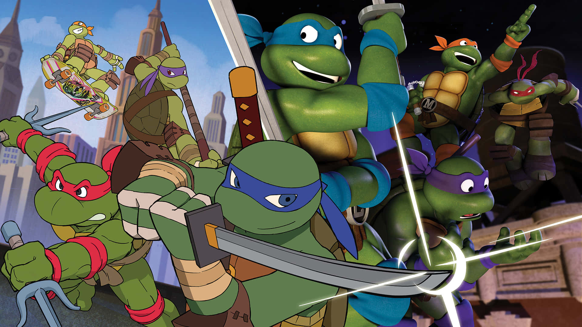 Epic Battle Scene of Ninja Turtles