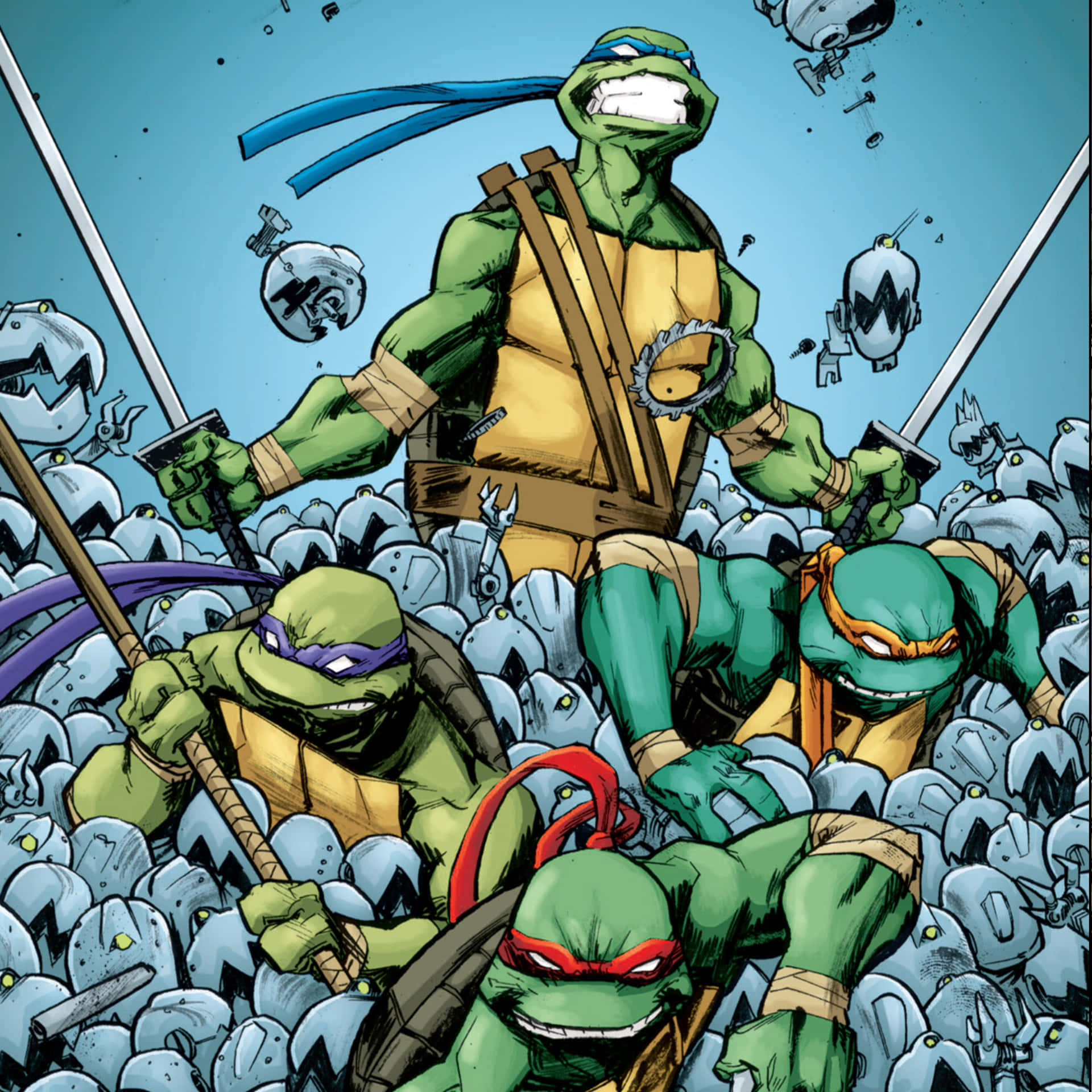 Detonåriga Muterade Ninjasköldpaddorna Redo För Action.