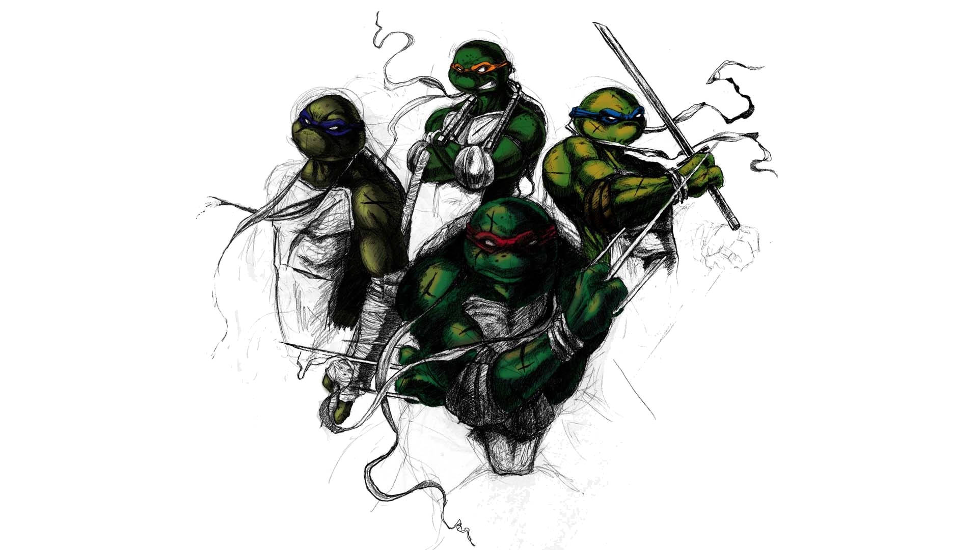 Ninja Turtle Colored Sketch Wallpaper