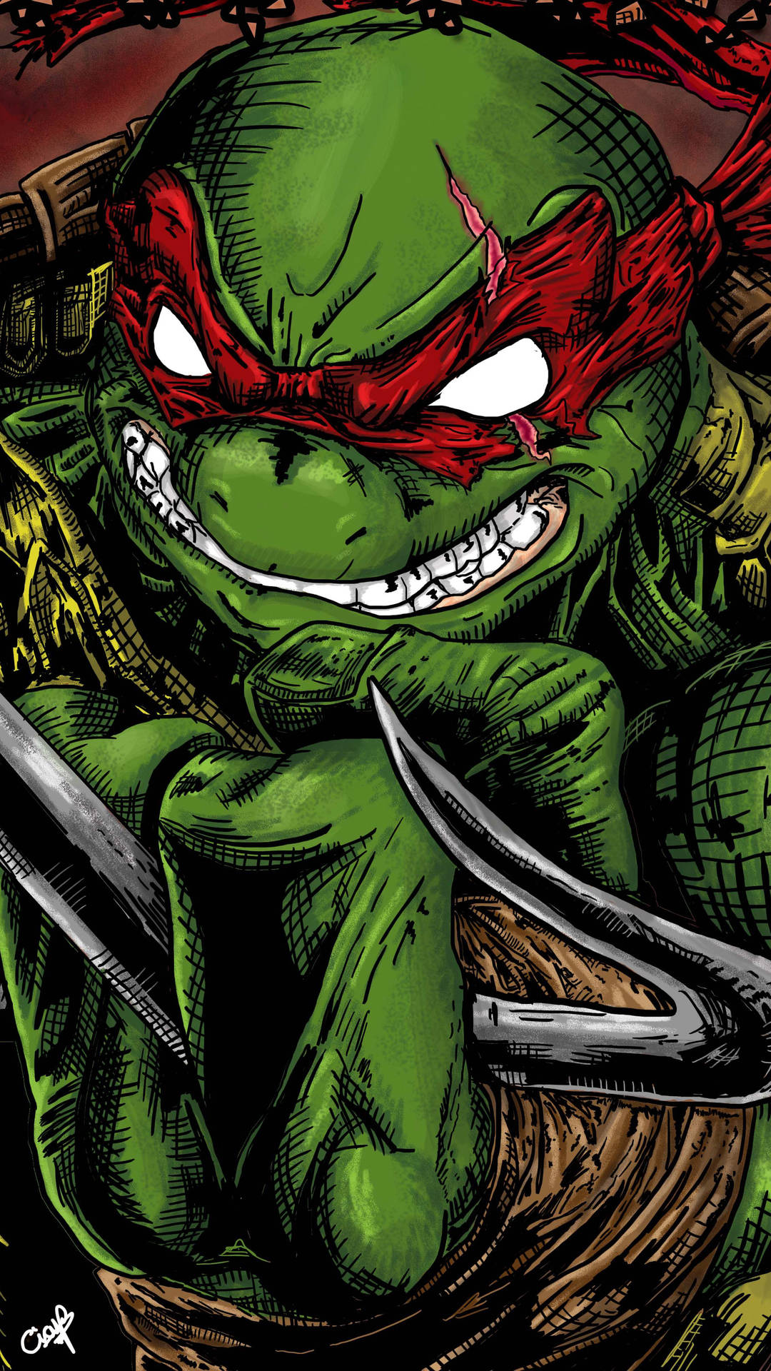 Caption: The Incredible Raphael - A Feral Ninja Turtle Wallpaper