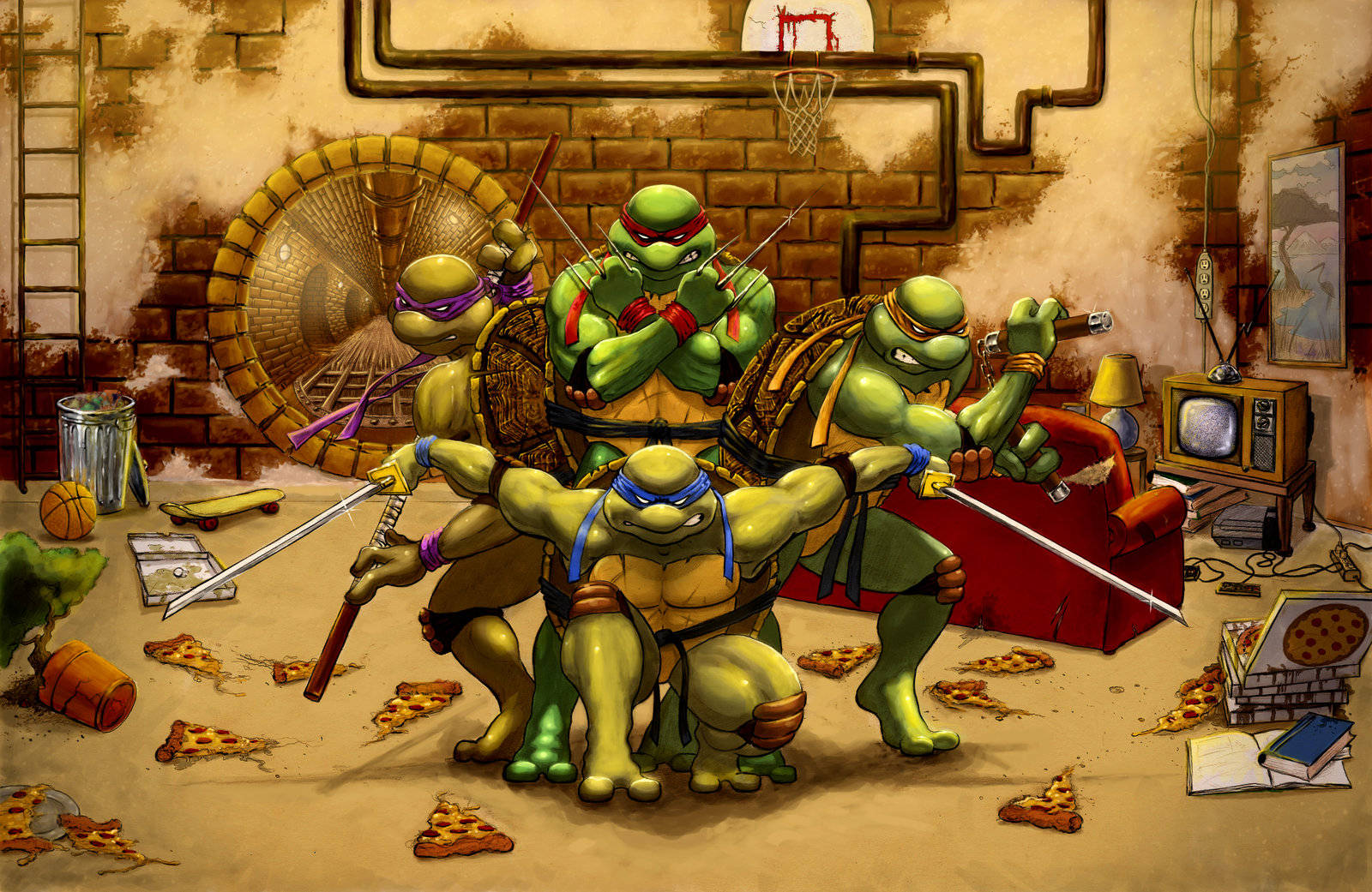 Ninja Turtle Underground Lair Wallpaper