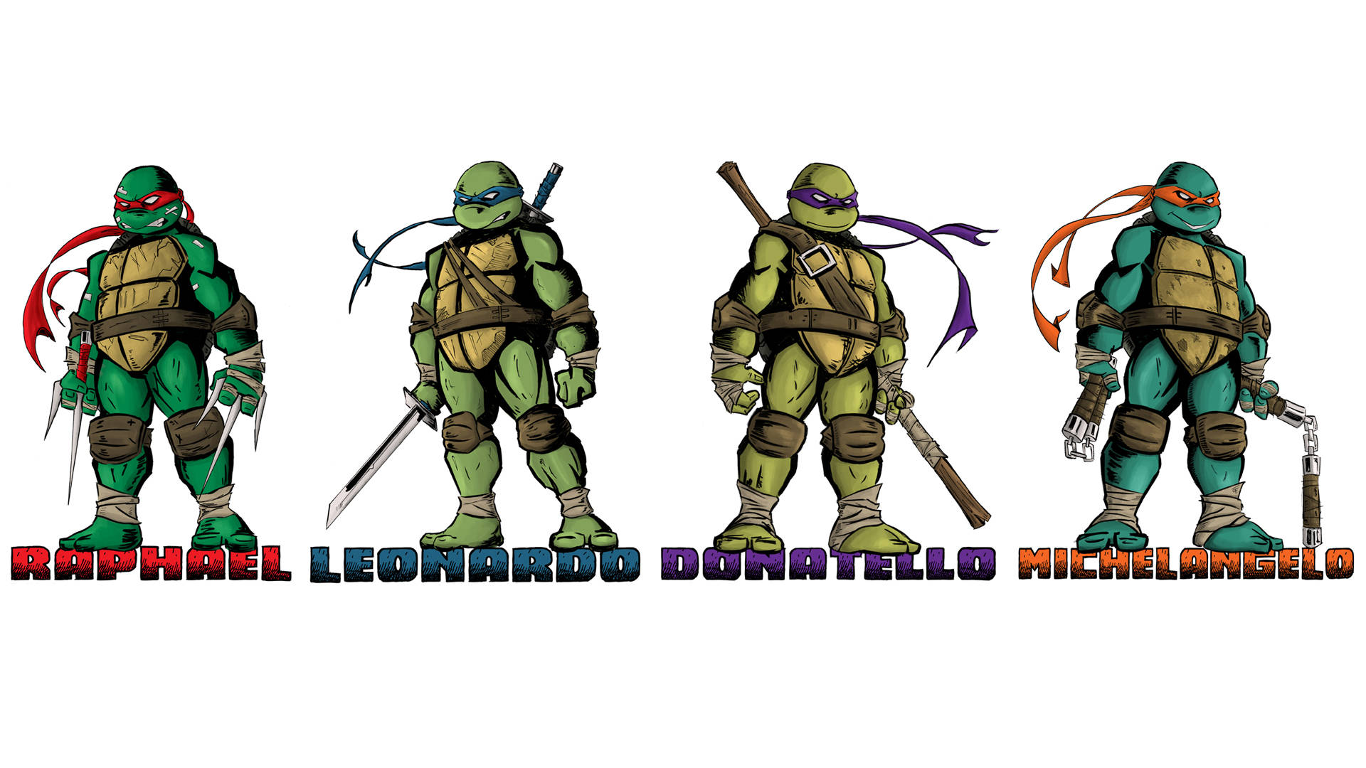 Ninja Skildpadder Med Våben Wallpaper