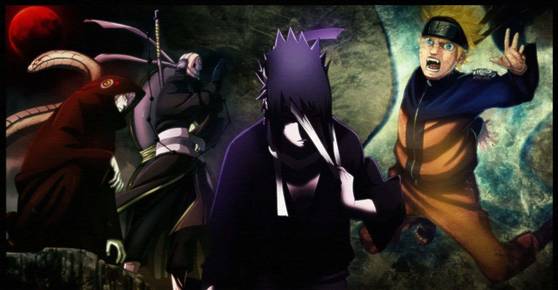 Legendary Ninjas Amidst a Battle in Ninja World Wallpaper