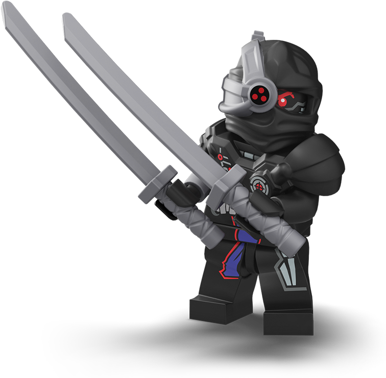 Ninjago_ Gray_ Ninja_ Minifigure_with_ Sword PNG