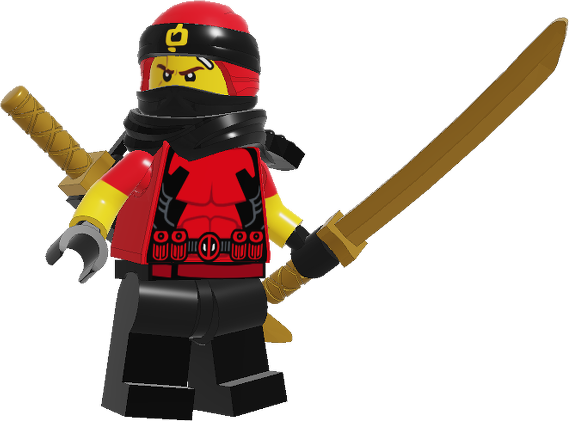 Ninjago_ Red_ Ninja_ Minifigure_with_ Sword PNG