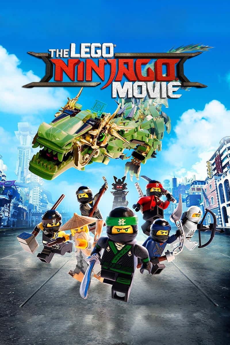 Ninjas With Dragon From The Lego Ninjago Movie Wallpaper