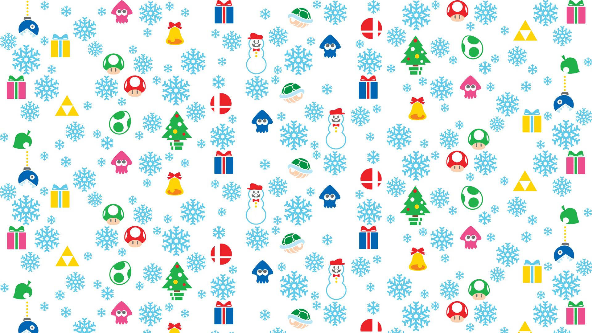 Nintendo Christmas icons pattern wallpaper