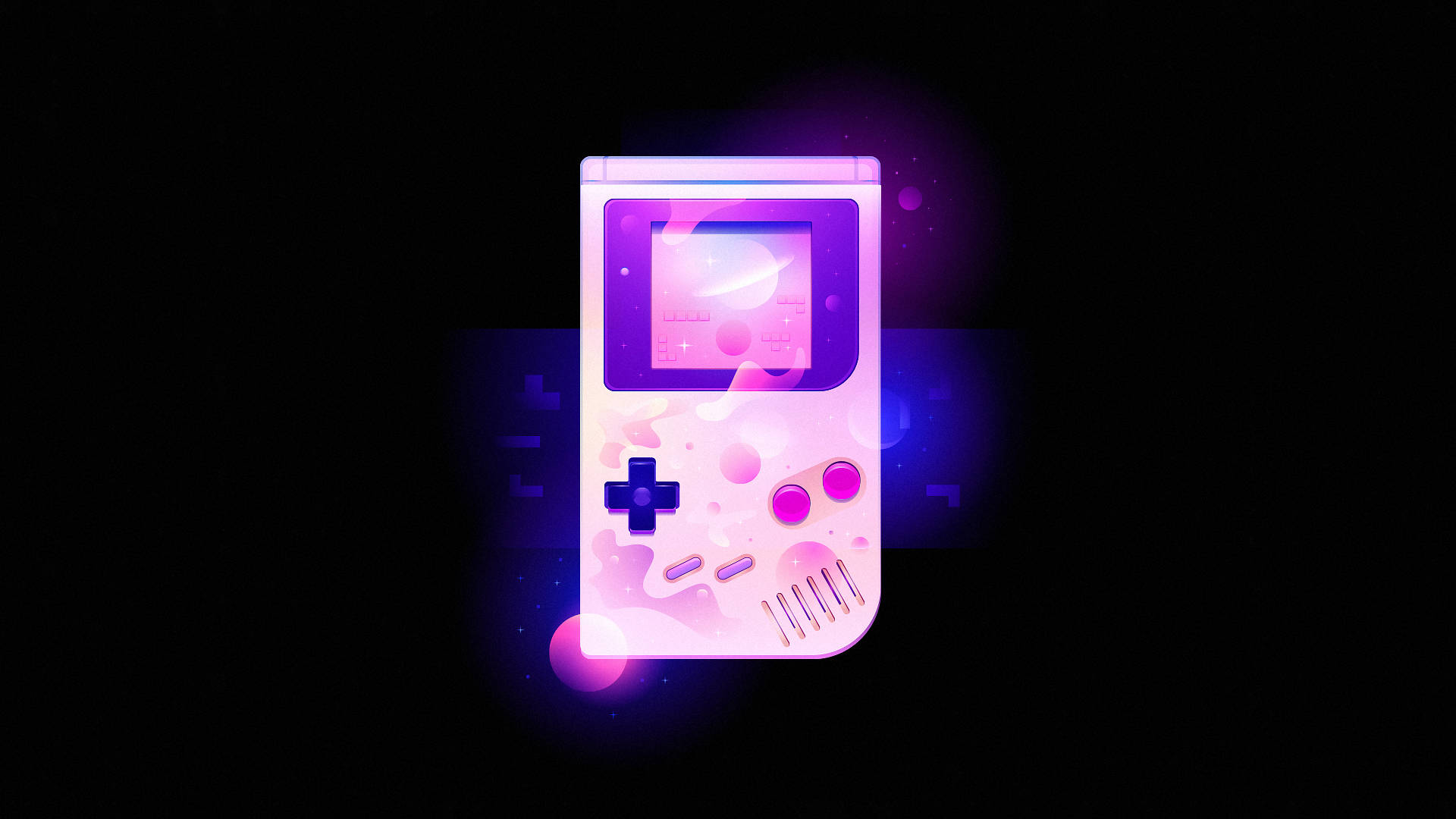 Nintendo Game Boy Glowing Pink And Blue Wallpaper