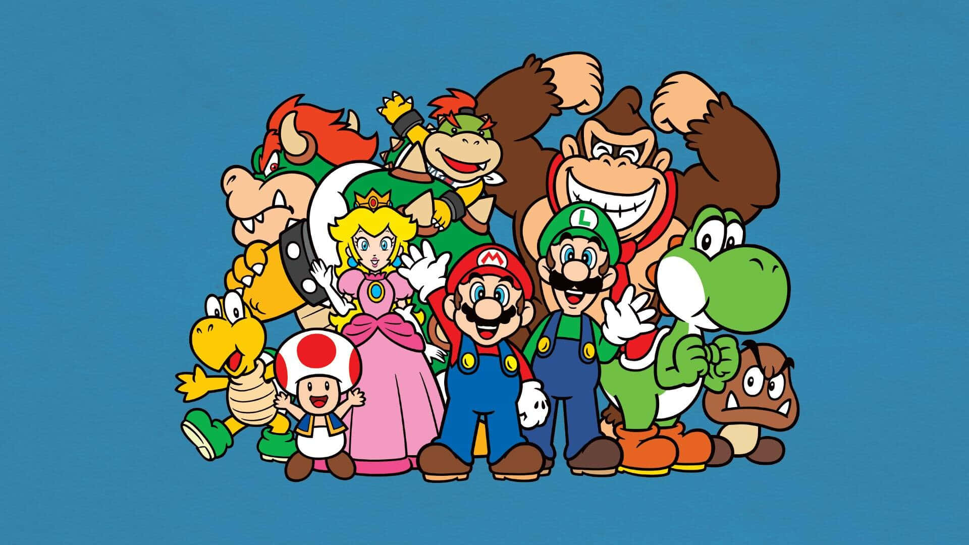 Engrupp Nintendo-karaktärer Som Står Tillsammans Wallpaper