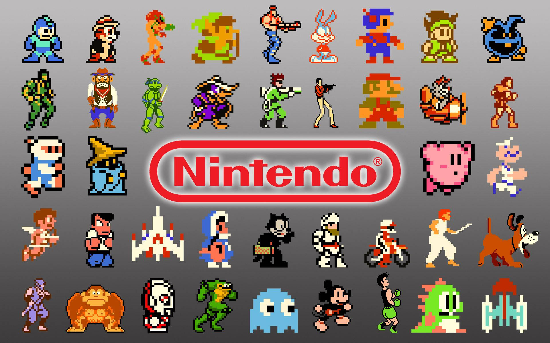 Fan art Nintendo pixel characters wallpaper 