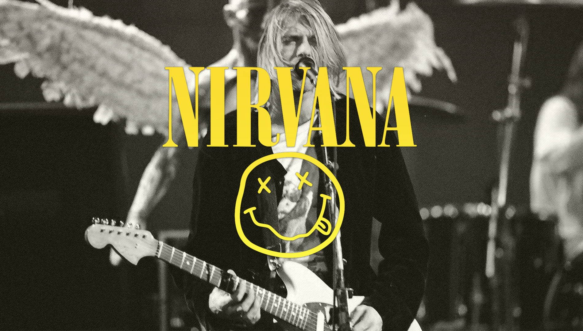 Nirvana Band Smiley Logo featuring Kurt Cobain Wallpaper