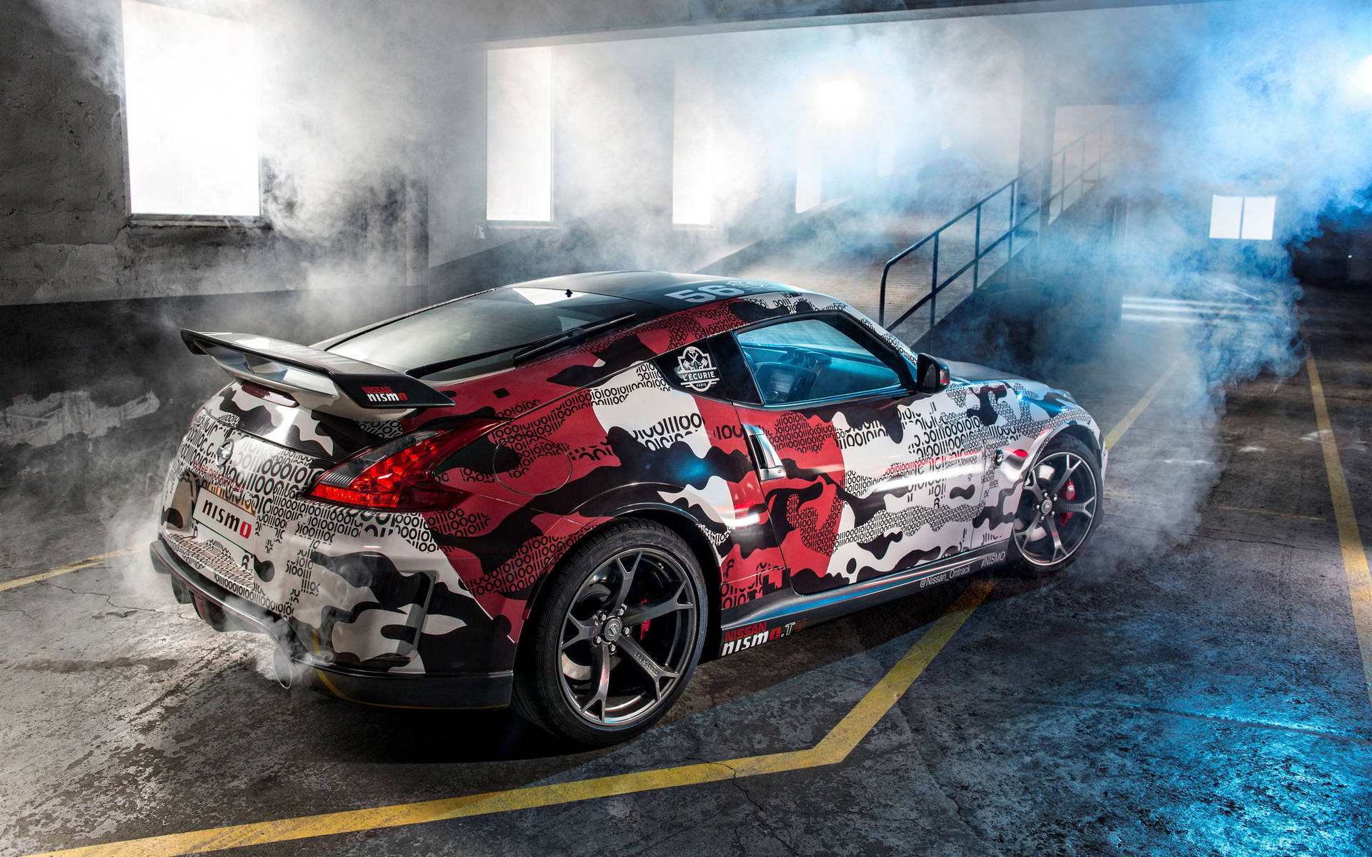 Nissan 370z With Red Camouflage Customization Wallpaper