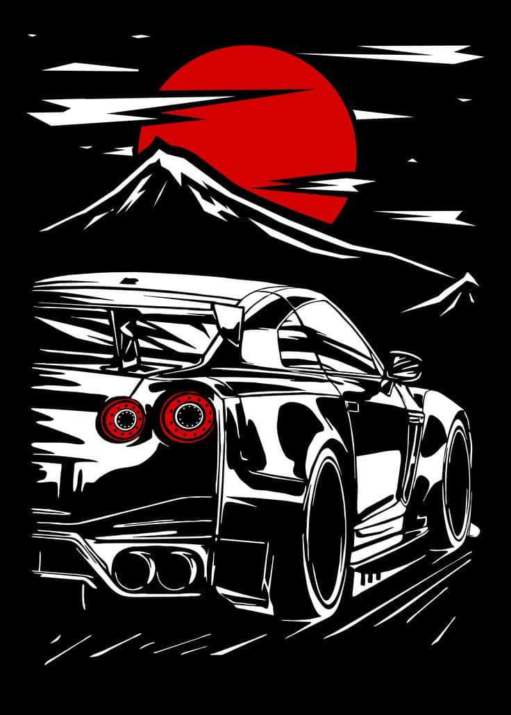 Red Sunset Nissan R35 Gtr Graphic Picture