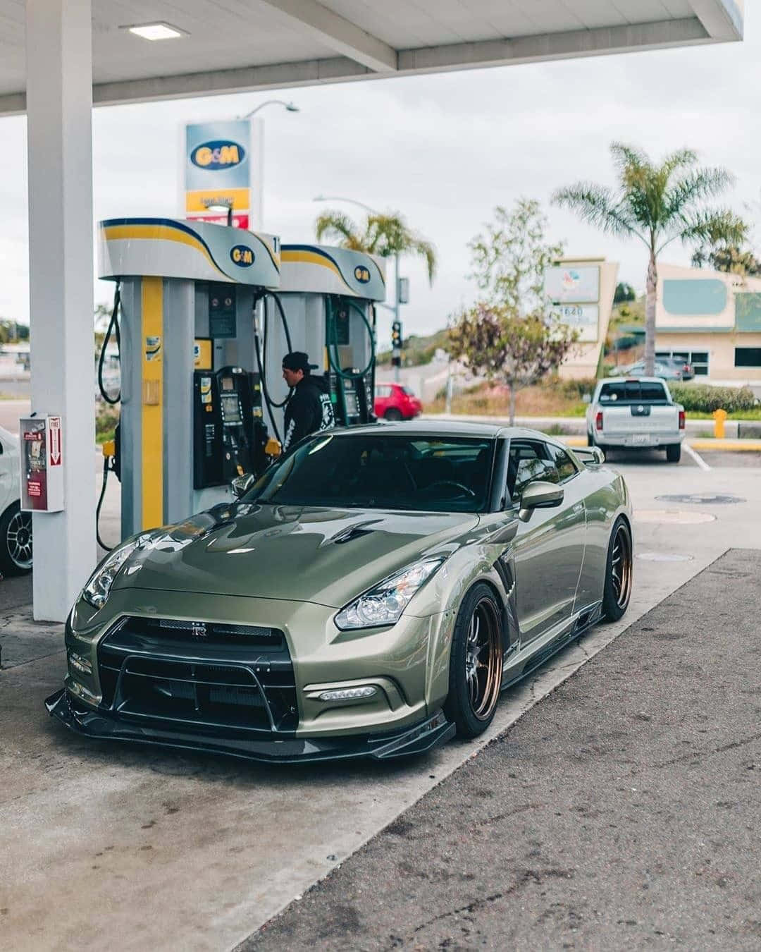 Nissan R35 Gtr At Gas Station Picture