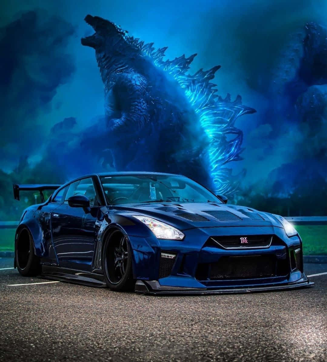 Download Blue Godzilla Nissan R35 Gtr Picture | Wallpapers.Com