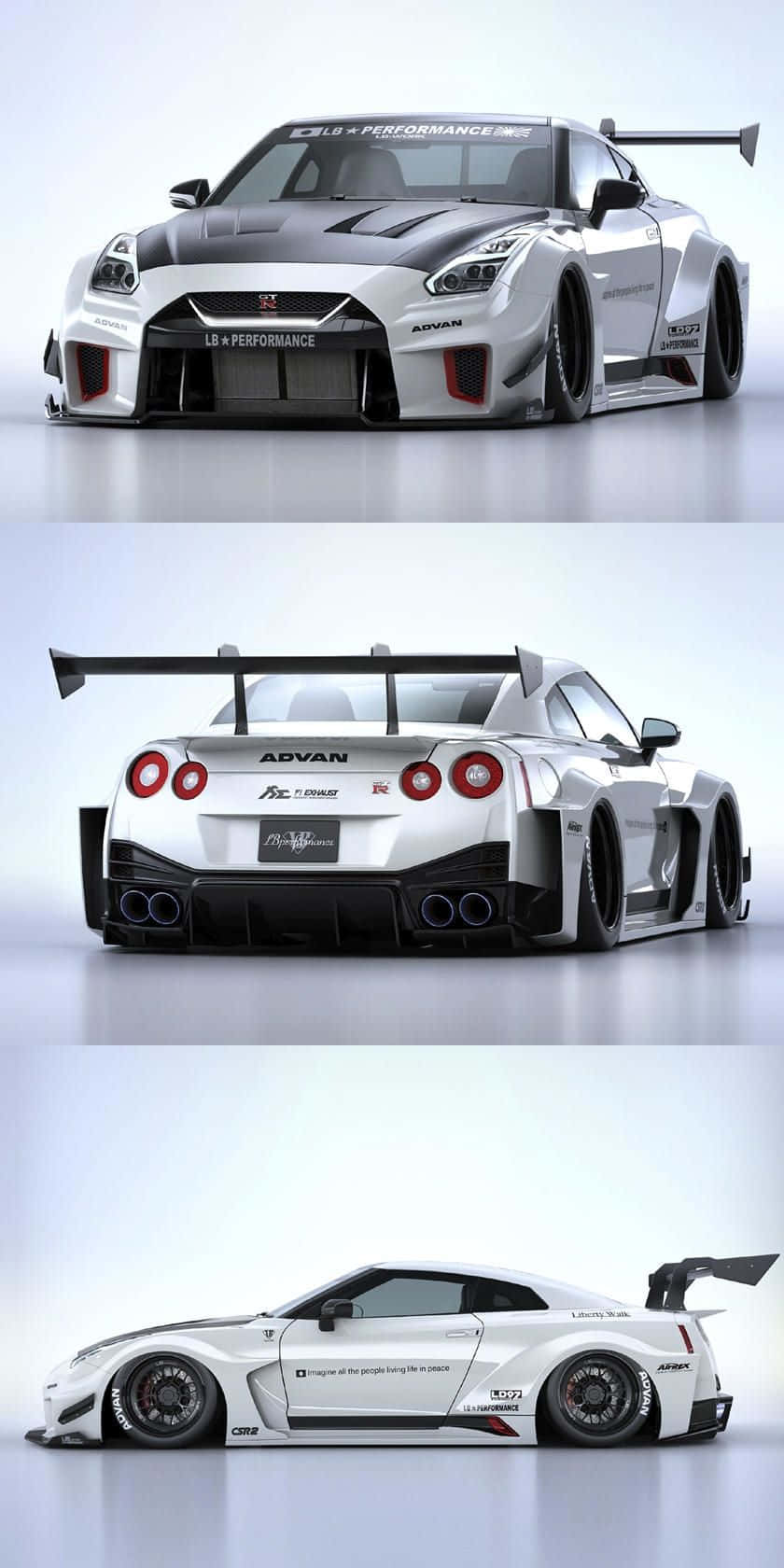 White Nissan R35 Gtr Collage Picture