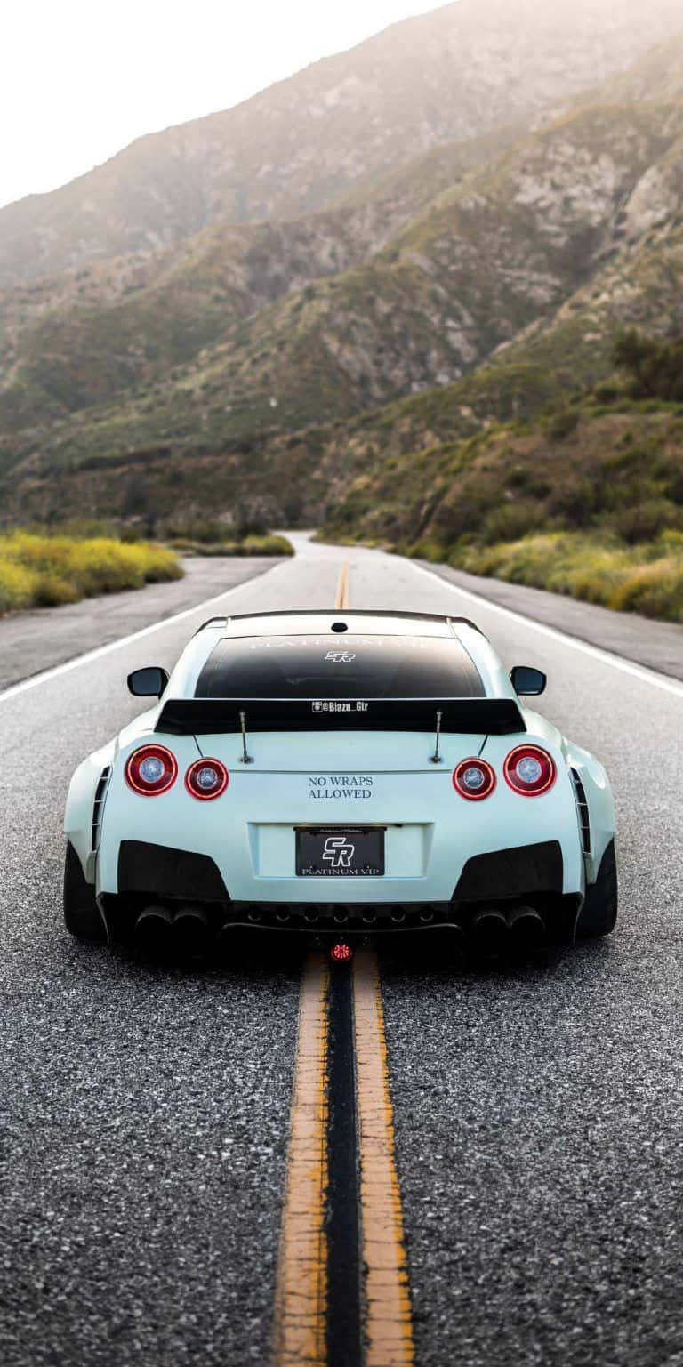 White Nissan R35 Gtr Country Road Picture