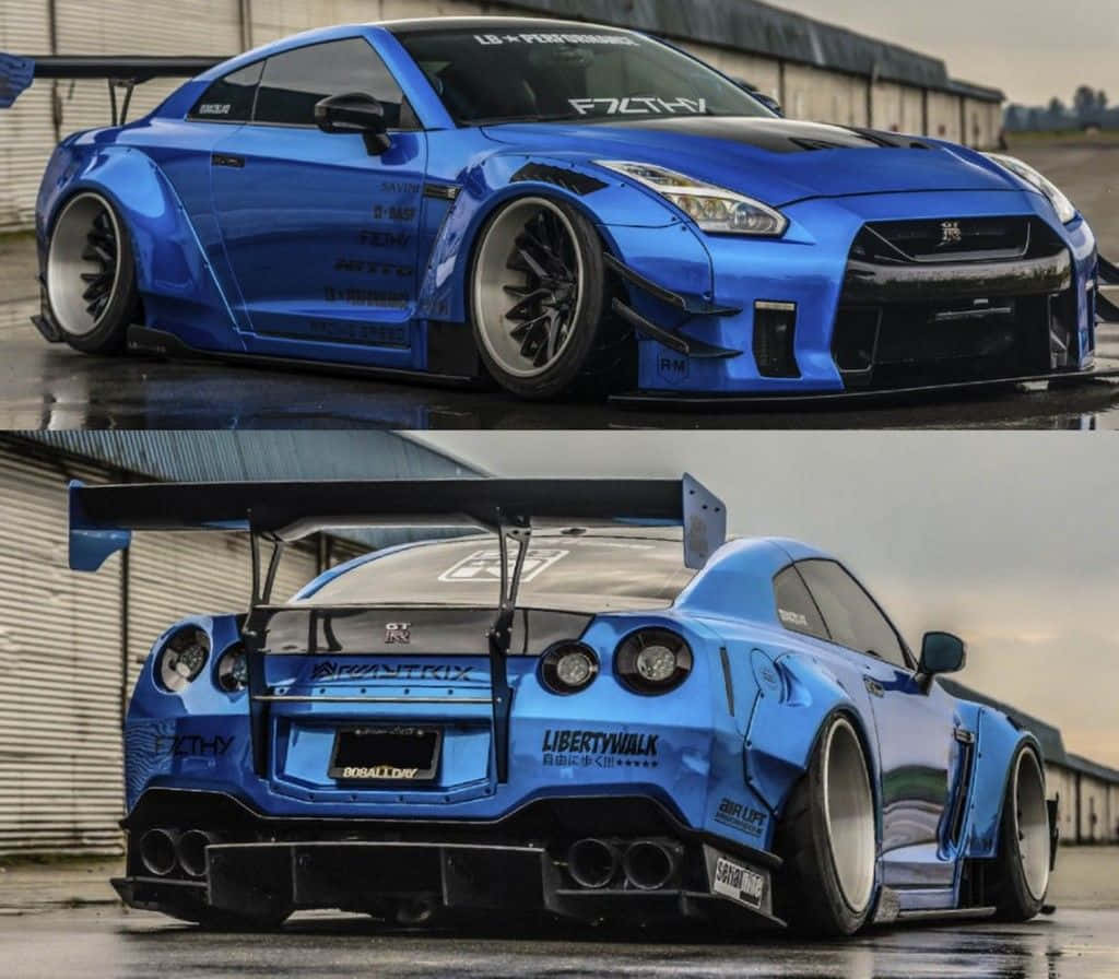 Blue Nissan R35 Gtr Back And Rear Picture