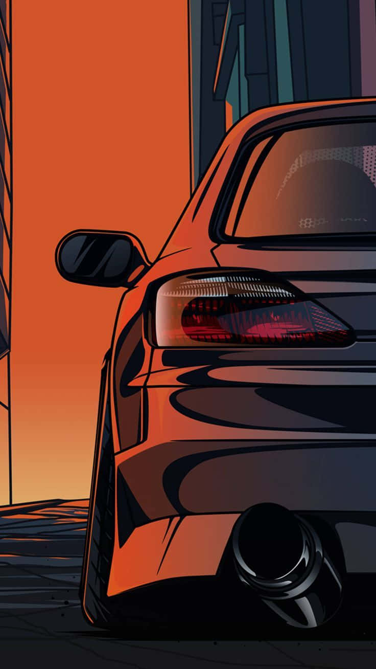 Nissan Silvia S15 Cartoon Illustration Baggrunden Wallpaper