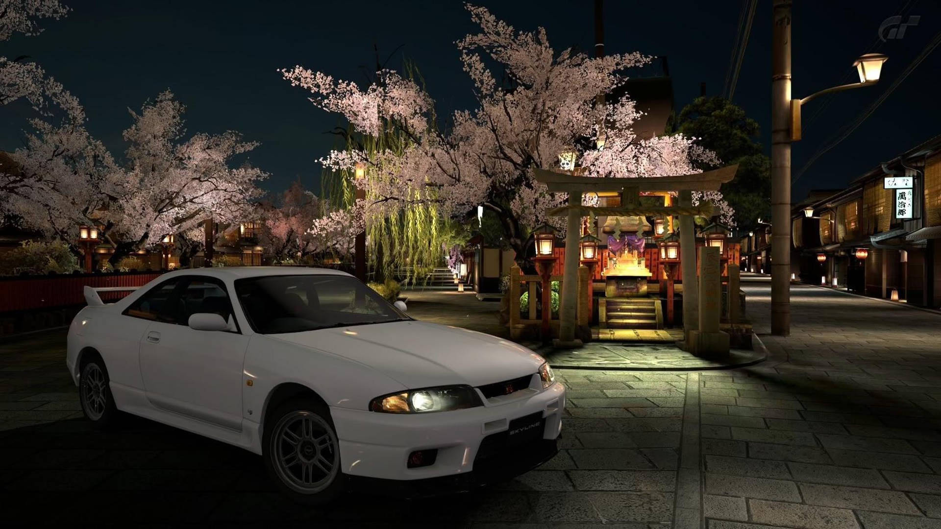 Nissan Skyline Gtr R33 And Cherry Blossoms Wallpaper