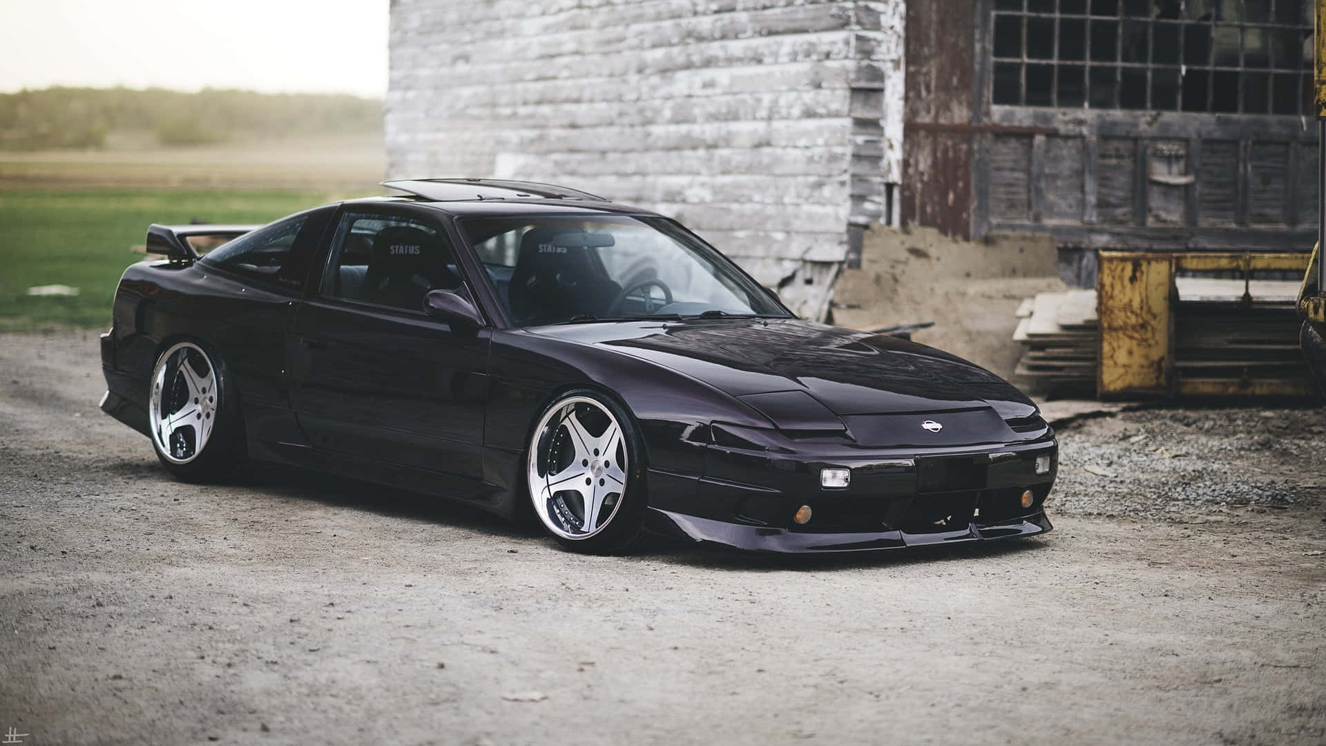 Nissan240sx Custom Black Coupe Farmhouse Backdrop Wallpaper