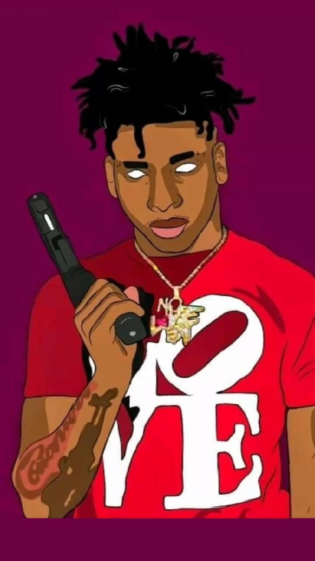 NLE Choppa showing his signature sound with a cartoonized artwork. Wallpaper