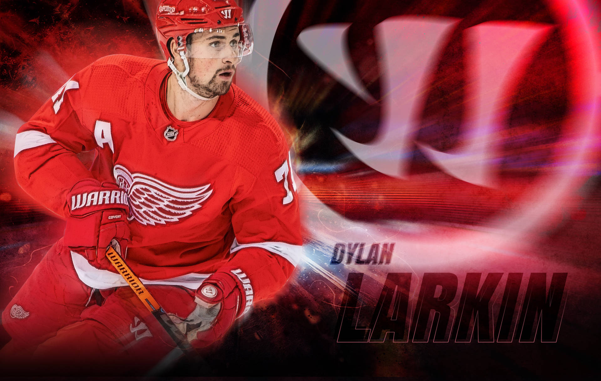 Dylan Larkin artwork, hockey stars, Detroit Red Wings, Larkin, NHL