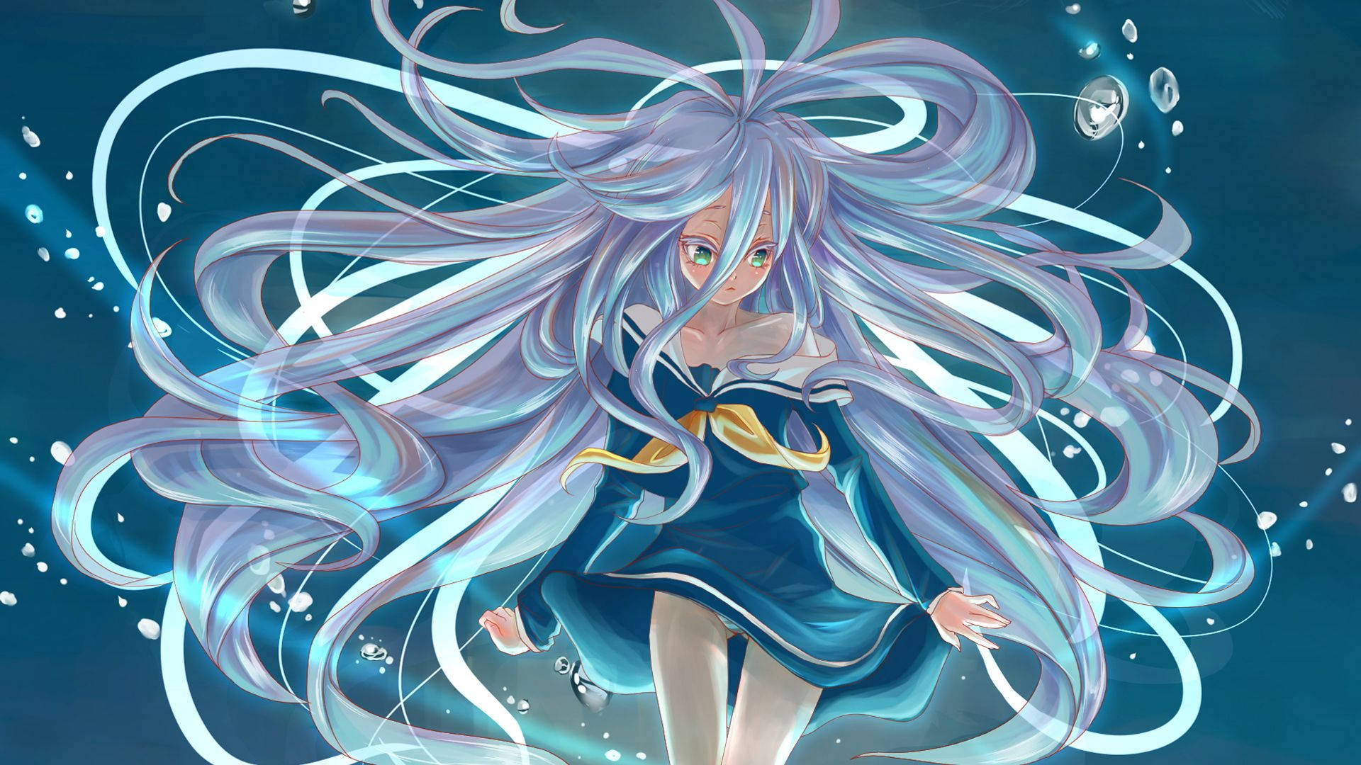 A moment of tranquility with Shiro from No Game No Life Wallpaper