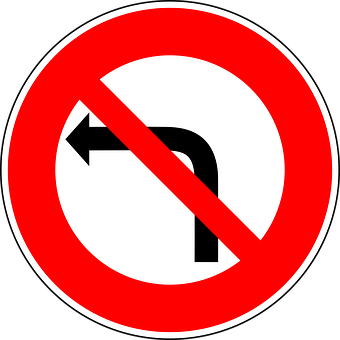 No Left Turn Sign PNG