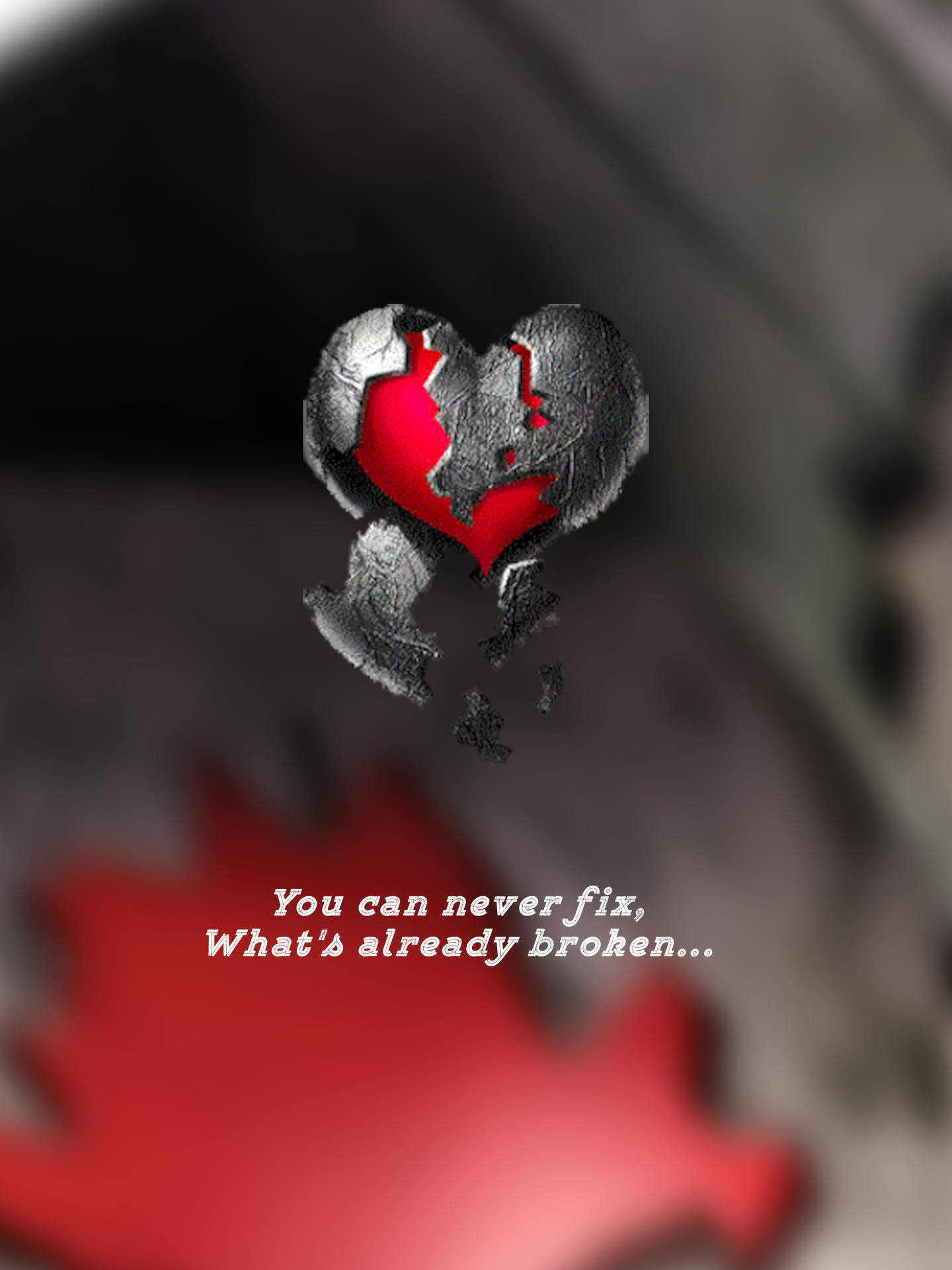 No Love Cracked Metal Heart Background