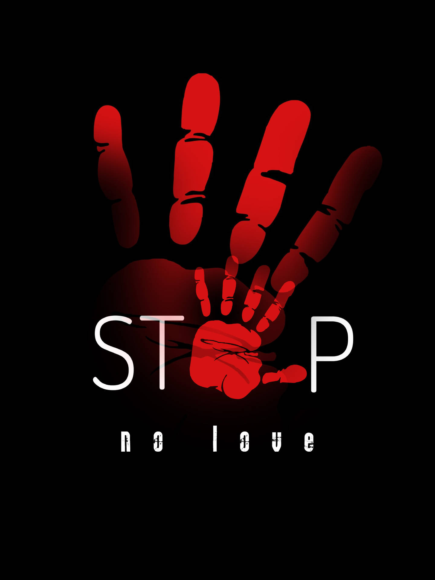 No Love Red Painted Hand Wallpaper