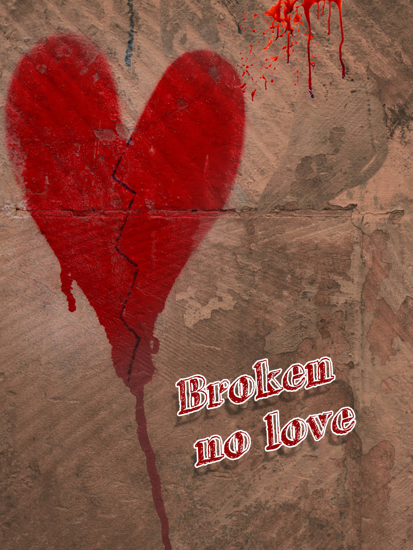 No Love Spray-painted Broken Heart Wallpaper