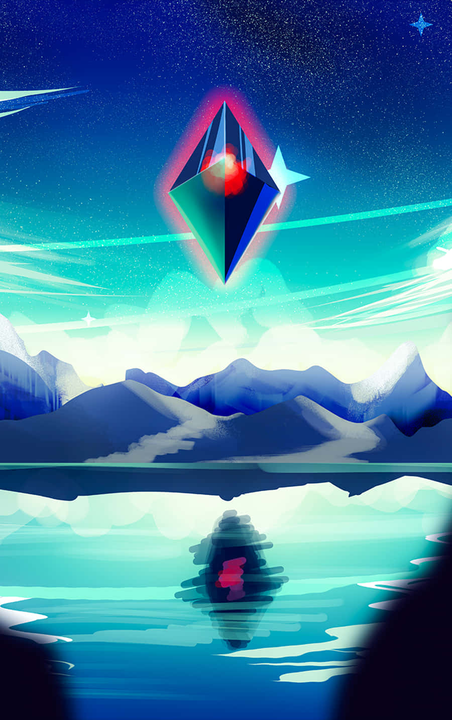 A Blue And Red Sphere In The Sky Wallpaper